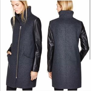 Wilfred Cocoon Jacket with Leather Sleeves